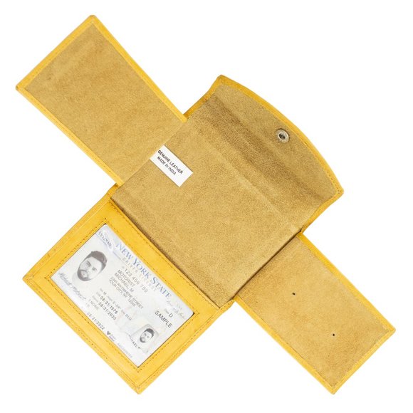 ID Badge Holder in Genuine Leather for Law Enforcement, Tan - Picture 3 of 9